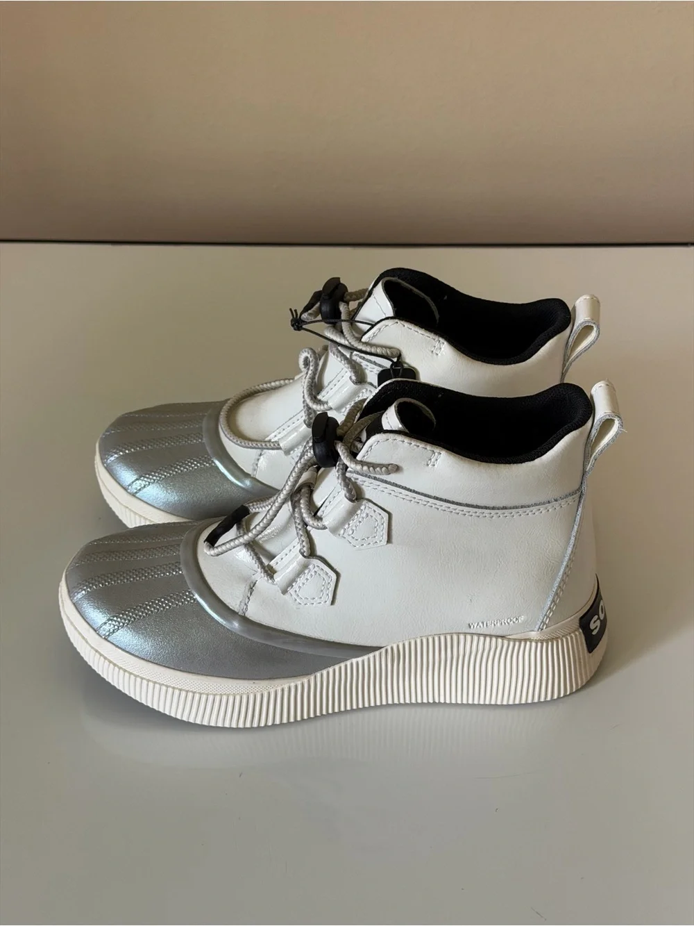 Sorel White and Gray Waterproof Winter Boots